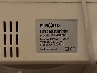 dubai version iphone: Eurolux Turbo Meat Grinder – model EU-MG12BS - Tip: Elektrikli — 2
