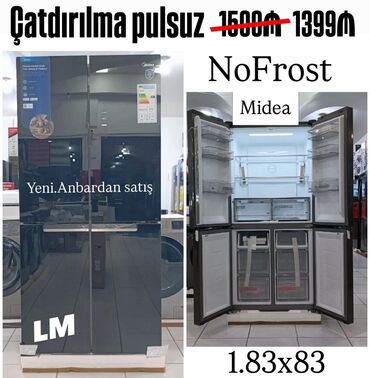midea soyuducu: Yeni 4 qapılı Midea Soyuducu Satılır, rəng - Qara