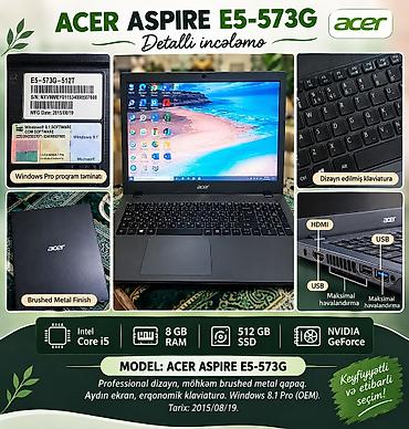 Elektronika: **Acer Aspire E5-573G noutbuk** ✔️350 man(Suraxanı). Acer noutbuku — 1