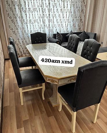 masa ve stullar: Kvadrat masa, Qonaq otağı üçün, 6 nəfər — 1