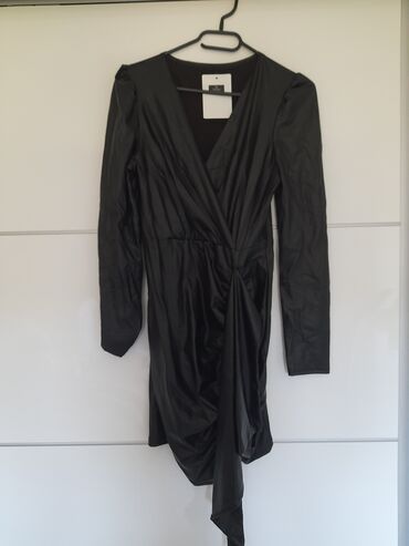 kožna haljina: M (EU 38), L (EU 40), bоја - Crna, Drugi stil, Dugih rukava