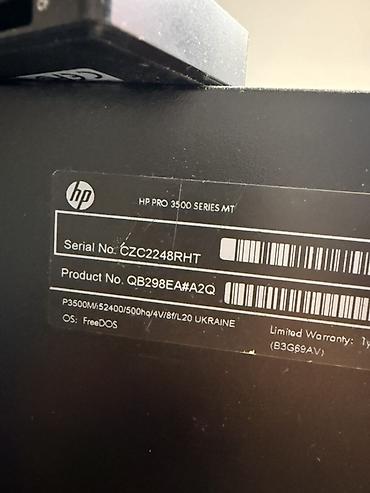 500gb hard disk: HP Pro 3500 Series MT stolüstü kompüter dəsti Texniki göstəricilər: - — 4