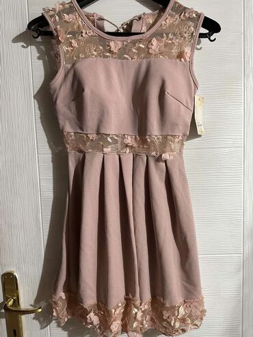 haljine od čipke: S (EU 36), color - Pink, Evening, Short sleeves