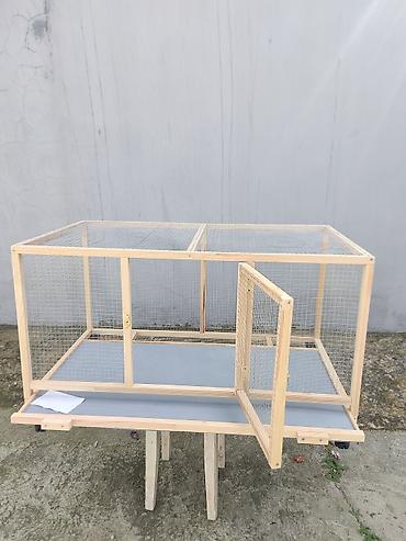 mal inək: Taxta karkaslı, metal torlu geniş heyvan qəfəsi - Material: təbii — 1