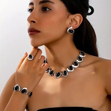 Setovi nakita: Set: Minđuše, Narukvica, Ogrlica, Materijal: Hirurški čelik — 5