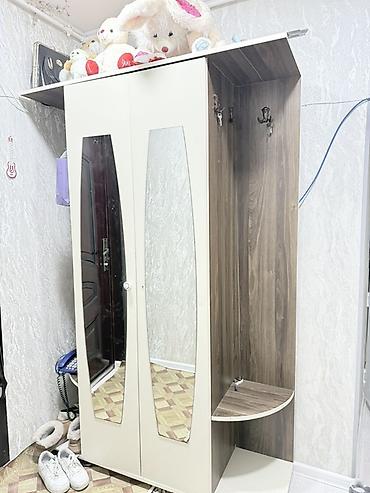 mebel shkaf: Б/у, 2 двери, С зеркалом, Коричневый, Распашной, Прямой шкаф — 1
