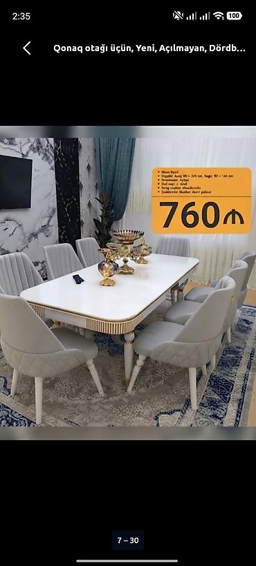 stol uzu: Qonaq otağı üçün masa və stul dəsti - Düz, açılmayan masa - Ölçülər — 1