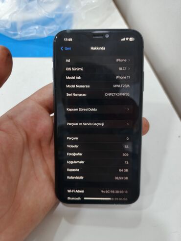 сколько стоит использованный айфон 11: IPhone 11, 64 GB, Qara, Qırıq, Face ID