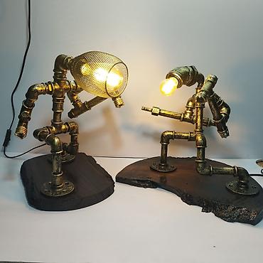 Декоративные настольные светильники: Настольные лампы в стиле стимпанк/лофт из металлических сантехнических — 20