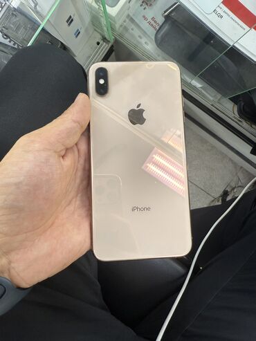 телефоны бу айфон: IPhone Xs Max, Колдонулган, 256 ГБ, Сары, Коргоочу айнек, Каптама, 100 %