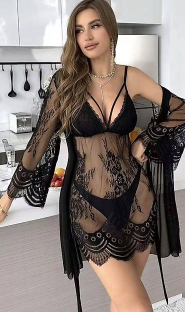 Alt paltarı: Məhsul: Qara krujeva ev geyimi dəsti Təsvir: - Romantik və zərif — 1