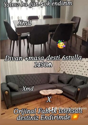 çay evi üçün divan: Künc divan və masa desti yeni qonaq otağı mebeli keyfiyyətli cehizlik