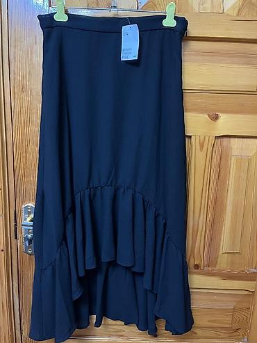 Юбки: Юбка, Модель юбки: Прямая, Миди, Джинс, Высокая талия — 8