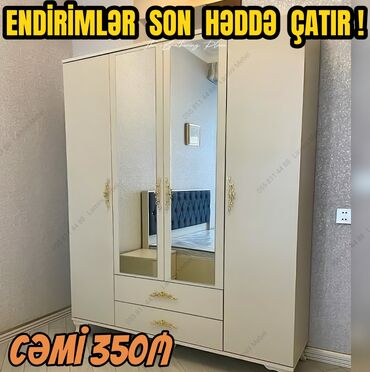 4 qapılı şkaf: Qarderob, paltar dolabı, Yeni, 4 qapılı, Açılan, Düz dolab, Azərbaycan