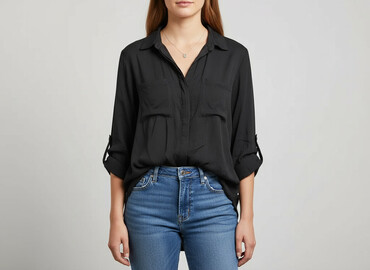 czarne bluzki z aplikacją: Women's blouse, size M