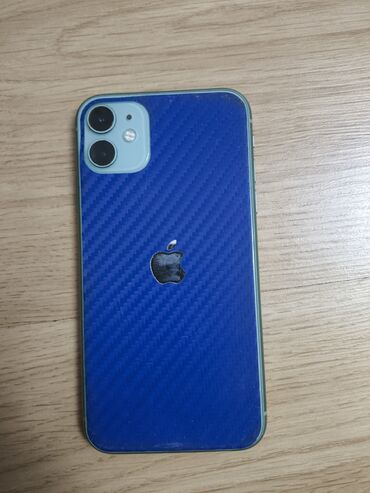 IPhone 11, Б/у, 128 ГБ, Синий, Зарядное устройство, Защитное стекло, Чехол, 80 %