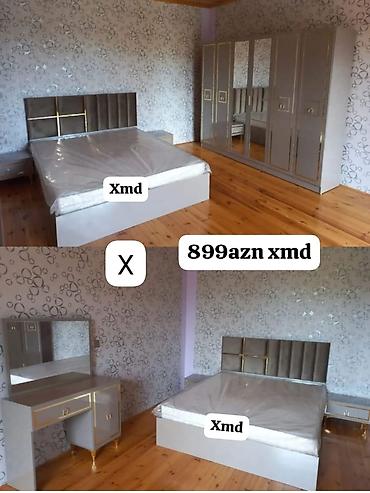 reception masa: Yataq otağı dəsti Tərkib: - Çarpayı: yumşaq panelli, parçalı başlıq; — 1