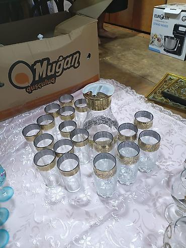 Qab-qacaq və mətbəx ləvazimatları: Nahar dəsti, rəng - Qızılı, Şüşə — 7
