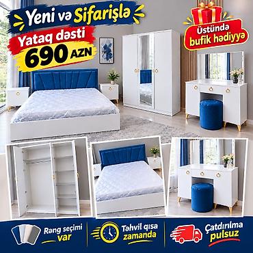 Yataq dəsti – yeni və sifarişlə Komplekt: - Çarpayı (yumşaq mavi