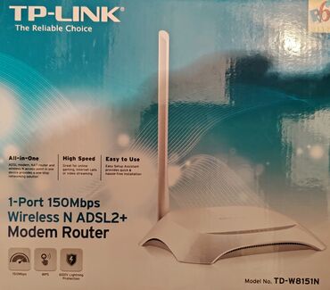 Masaüstü kompüterlər və iş stansiyaları: TP-Link TD-W8151N — 1-portlu, 150Mb/s sürətli Wireless N ADSL2+