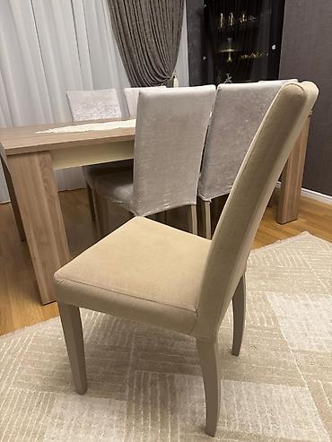 Mebel: Qonaq otağı üçün, İşlənmiş, Dördbucaq masa, 8 stul — 7