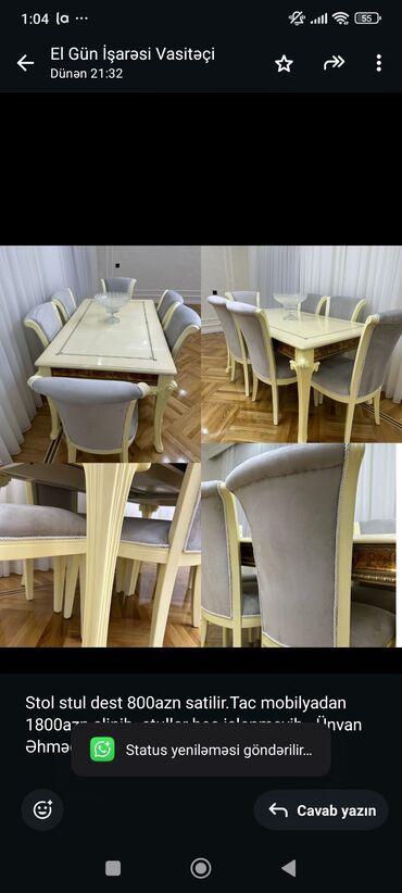 купить компьютерный стол: Stol stul dest 800azn satilir.Tac mobilyadan 1800azn alinib. stullar