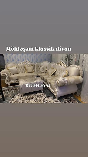 Möhtəşəm klassik künc divan dəsti - Üslub: Klassik, barokko motivli