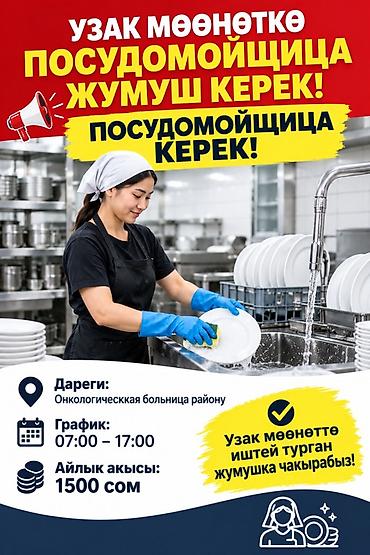 сиделка каракол: Талап кылынат Идиш жуучу, Төлөм: Ай сайын — 1