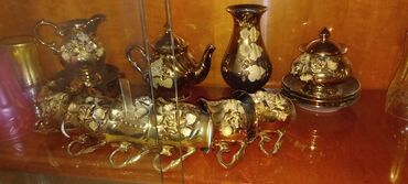 столовый набор: Çay dəsti, rəng - Göy, Farfor