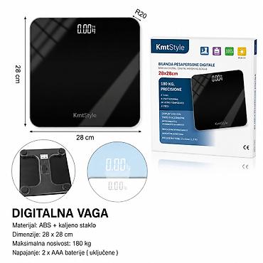KMT Staklena vaga čisto crna 2406876 Elegantna digitalna kućna vaga