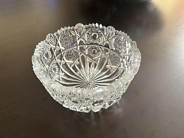 saxlama qab: Kəsilmiş naxışlı kristal şüşə qab - Material: qalın, şəffaf kristal — 2