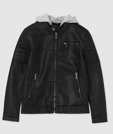 kaput crni materijal coja: Kožna jakna za dečake, nova, jednom obučena, plaćena 4800din