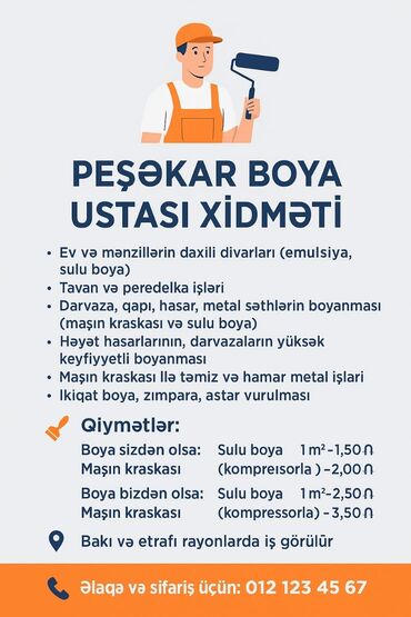 dəmir qaplar: 🔨 Peşəkar Boyaçı Xidməti – Keyfiyyət, Təcrübə, Səliqə! Mən, uzun