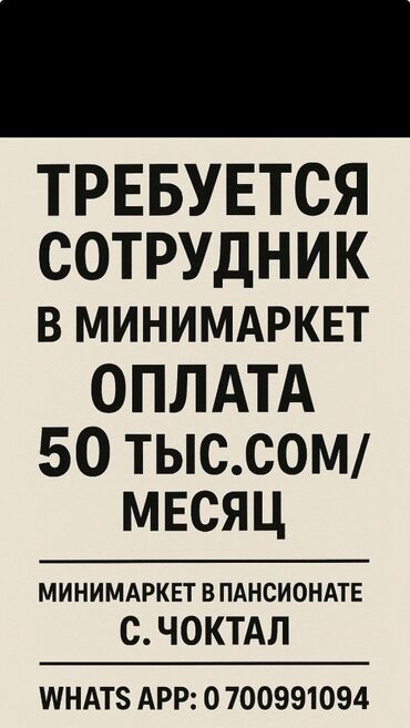 работа вожатый: 📢 Требуется продавец/кассир в магазин (Чок-Тал) - можно мужчина 📍
