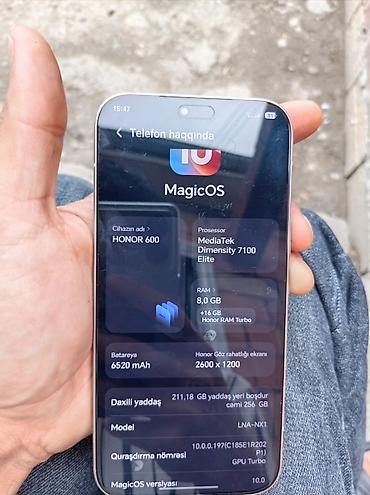 Mobil telefonlar: Honor 256 GB, rəng - Qızılı, Barmaq izi — 4