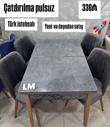 metbex desti: Mətbəx üçün, Yeni, Açılan, Dördbucaq masa, 4 stul — 2
