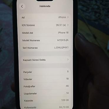 Apple iPhone: IPhone 16, 128 GB, Mavi, Face ID — 8