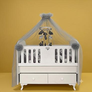 Beşiklər: №: 1316 Məhsulun adı: Beşik Hello Kids, MDF, ağ, 125x102x65 sm Brend — 2