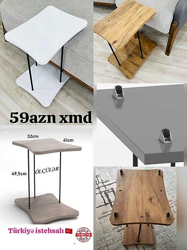 kiçik masa: Sofanın yanına uyğun, kompakt köməkçi masa. - Model: Z-formalı yan — 1