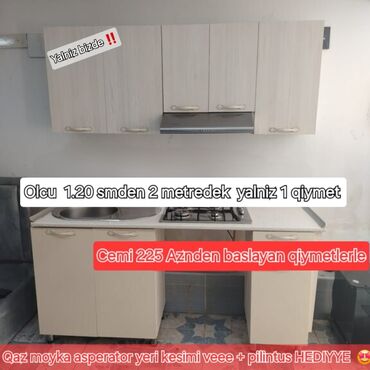 akril metbex mebelleri: Metbex mebeli olcu 1.20 smden baslayaraq 2 metredek sifariw