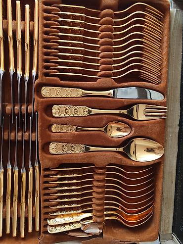oro 24k inox 1810: AMC Besteck “Gold 70 TLG Noblesse” – set escajga sa pozlatom 23/24 — 5