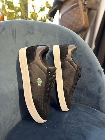 Мужская обувь: Кеды Lacoste мужские, низкие, цвет черный с белой подошвой. - Верх — 3