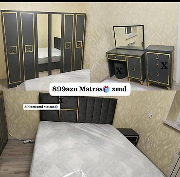 sederek is: Yataq dəsti – qrafit boz rəngdə, qızılı dekor xətləri ilə modern — 1