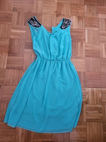 petrolej zelena haljina: One size, color - Light blue, Evening, With the straps