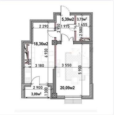 квартира берилкт: 1 комната, 50 м², Элитка, 6 этаж, ПСО (под самоотделку)