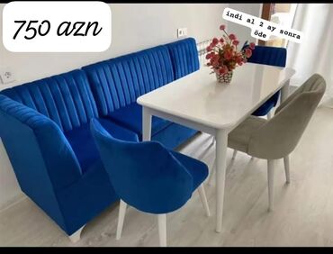 Ofis ləvazimatları: Mətbəx üçün, Açılmayan, Dördbucaq masa, 4 stul