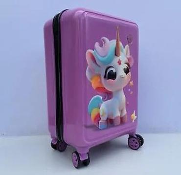 Rančevi, torbe i koferi: Dečji kofer na točkiće – jednorog motiv - Tvrda školjka u ljubičastoj — 13