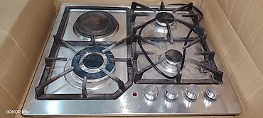 Qaz-elektr plitəsi – 60 sm, 4 gözlü (3 qaz + 1 elektrik)