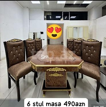 stol desti: Qonaq otağı üçün, Yeni, Açılmayan, Dördbucaq masa, 6 stul — 1