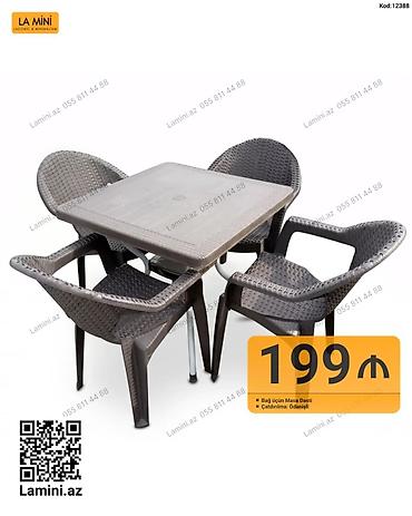 bağ ucun cətir: Bağ üçün masa dəsti - Tərkibi: 1 ədəd kvadrat masa + 4 ədəd kreslo - — 1